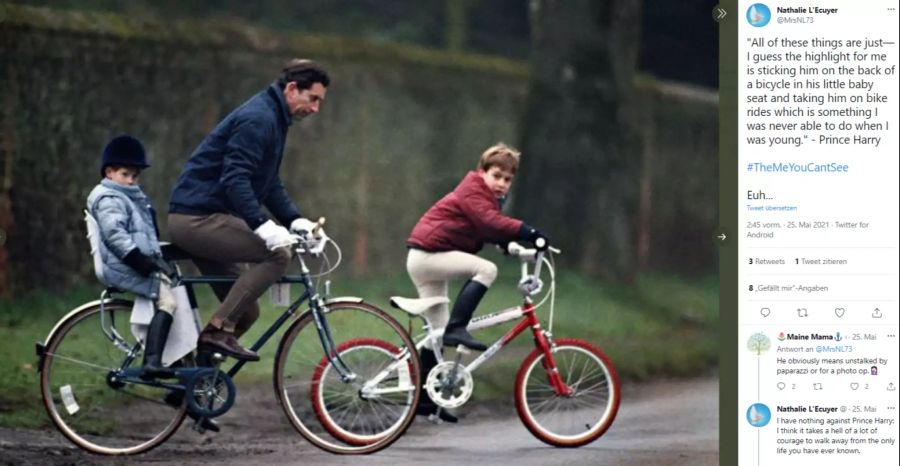 Die Prinzenbrüder William und Harry mit Papi Charles auf Velo-Tour.