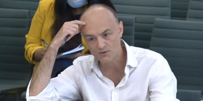 Dominic Cummings, ehemaliger Berater des britischen Premierministers Johnson, sagt vor Mitgliedern von Unterhaus-Ausschüssen des britischen Parlaments aus. Ex-Johnson-Berater Cummings