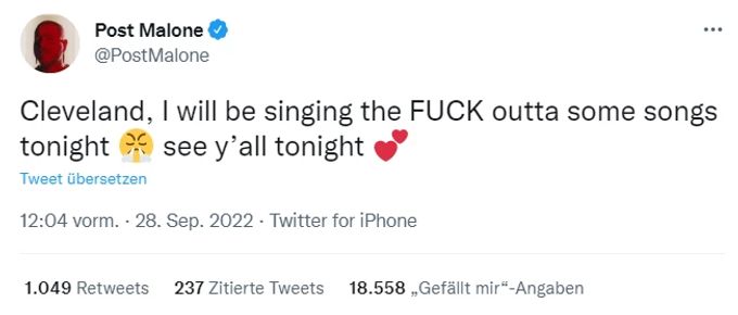 Der Tweet von Post Malone. post malone