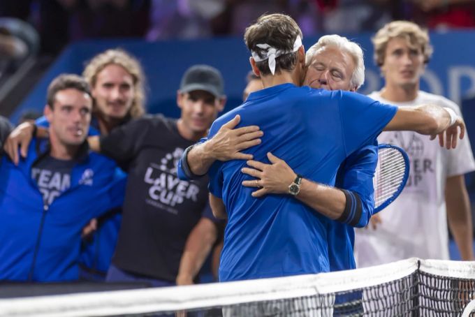 Die Tennis-Legenden Björn Borg und Roger Federer mögen sich. Vielleicht bilden sie ja bald sogar ein Doppel-Captain-Team? Roger Federer