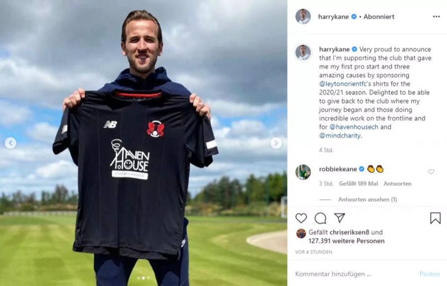 Harry Kane bedankt sich in Form eines Trikot-Sponsorings bei Leyton Orient.