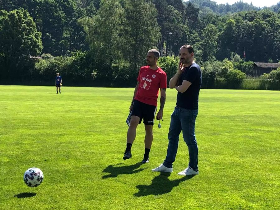 Trainer Fabio Celestini und Sportchef Remo Meyer vom FC Luzern.