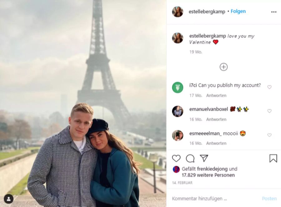 Donny van de Beek und seine Estelle Anfang Jahr in Paris.