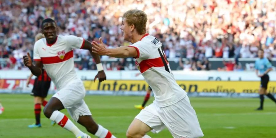 Früher beim VfB Stuttgart, bald beim FC Chelsea Teamkollegen: Timo Werner (r) und Antonio Rüdiger. Foto: picture alliance / dpa