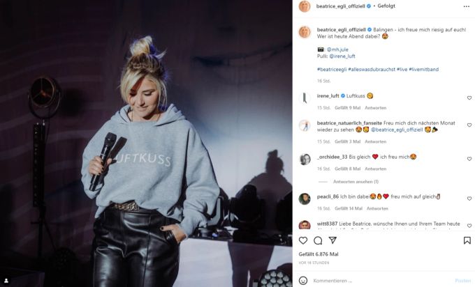 Beatrice Egli in einem bombastischen Outfit. Beatrice Egli