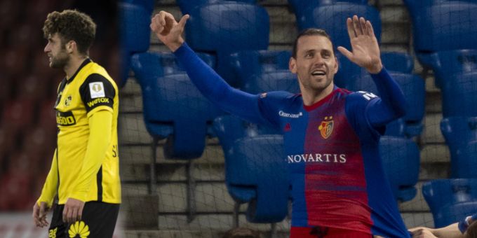 Unterschiedliche Gemütslage bei YB-Sulejmani und FCB-Szalai. Super League
