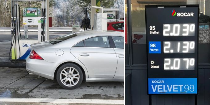 Das Benzin kostet wegen des Ukraine-Kriegs in der Schweiz schon am 24. Februar über 2 Franken pro Liter. Benzin Schweiz Ukraine Krieg
