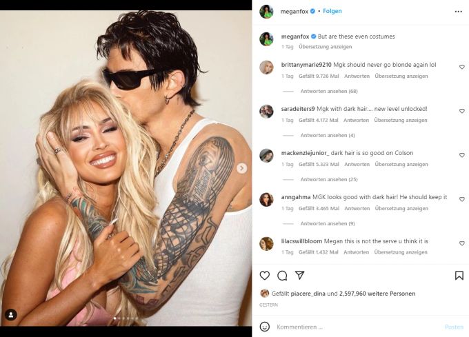 Megan Fox und MachineGunKelly sehen Pamela Anderson und Tommy Lee zum verwechseln ähnlich. megan fox