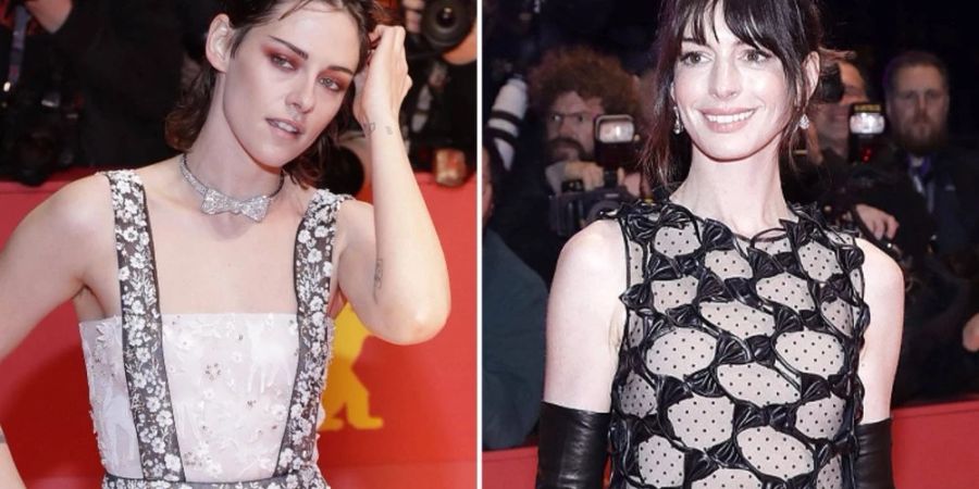 Kristen Stewart (li.) und Anne Hathaway bei der Eröffnung der 73. Berlinale.