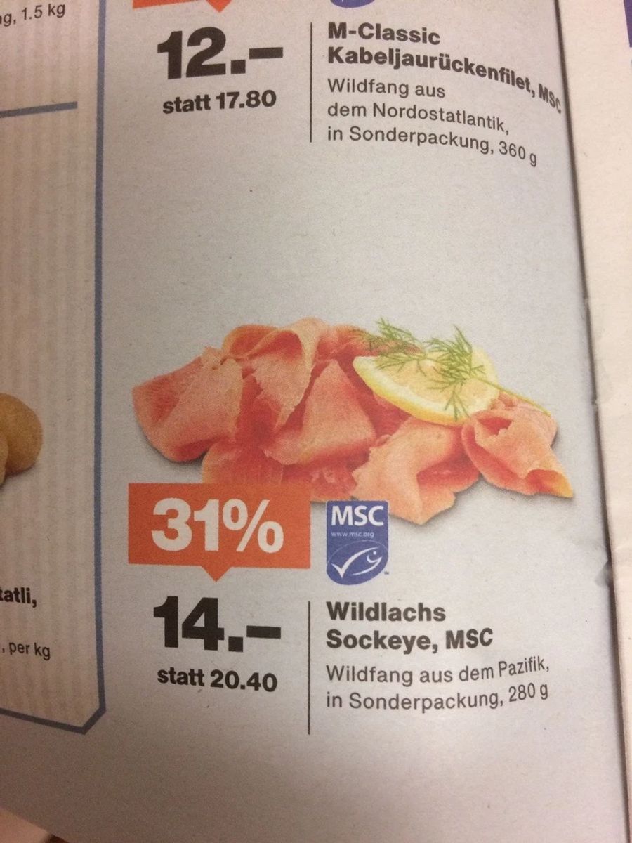 Eine Nau.ch-Leserin freut sich: Der Wildlachs aus Wildfang aus dem Pazifik ist im Aktions-Angebot!