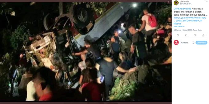 Bei einem Busunfall in Nicaragua wurden 16 Menschen getötet. Busunfall Nicaragua