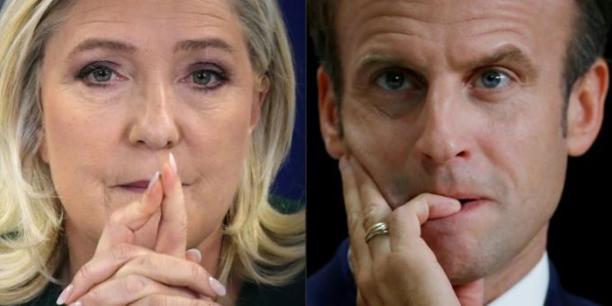 Marine Le Pen und Emmanuel Macron. Le Pen Emmanuel Macron