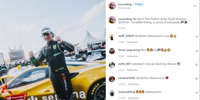 Schnappt sich die Pole für die 24 Stunden am Nürburgring: Luca Ludwig. 24h nürburgring