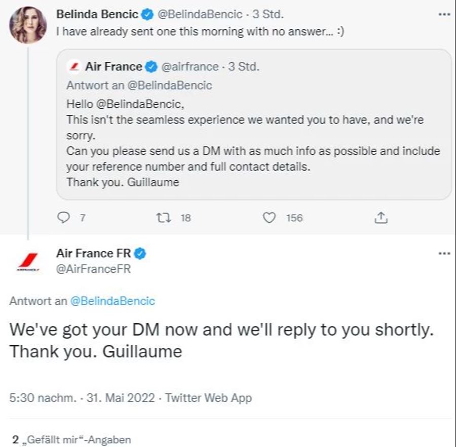 Belinda Bencic AirFrance Twitter