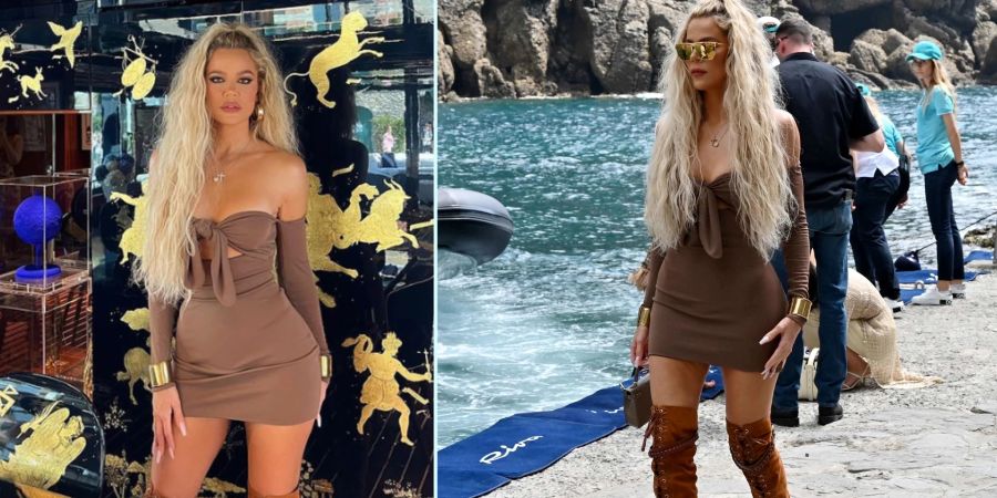 Khloé Kardashian mit Insta-Filter (links) und auf einem Paparazzo-Foto rechts.