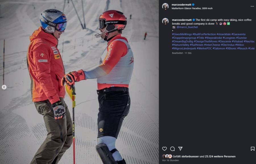 Bis zum ersten Saisonrennen müssen Marco Odermatt (l) und Loïc Meillard (r) noch zweieinhalb Monate warten.