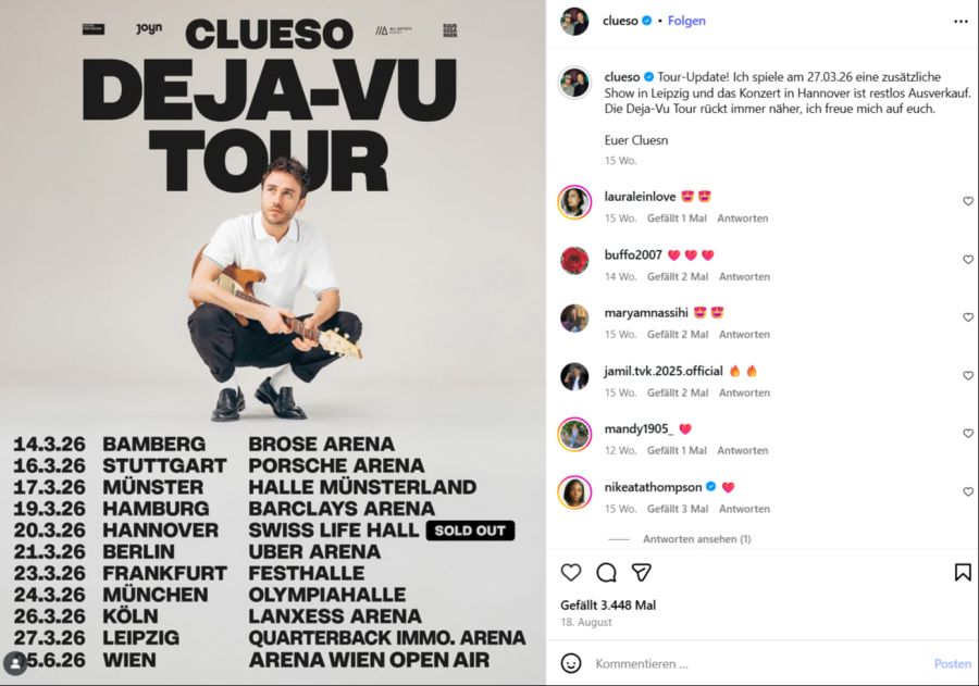 Das neue Album soll voraussichtlich Mitte Februar erscheinen und den gleichen Namen wie die geplante «Deja-Vu»-Tour im Jahr 2026 tragen.