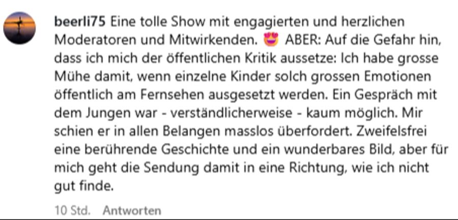 Für eine Userin geht die Sendung in eine Richtung, die sie nicht gut findet.