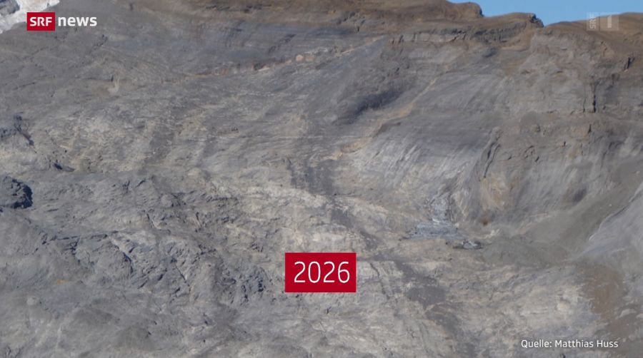 Der Plattalvafirn im Glarnerland im Jahr 2026: Vom Gletscher ist nichts mehr übrig, nur noch nackter Fels. Er ist in diesem Hitzesommer komplett weggeschmolzen.