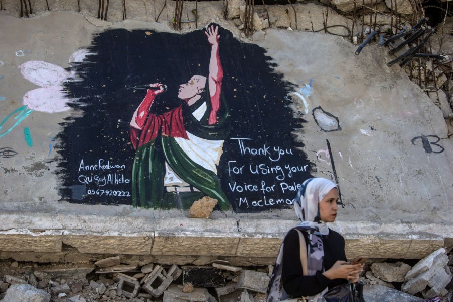 In Gaza wird die Unterstützung von Macklemore sehr geschätzt. Ein palästinensischer Künstler hat ihm etwa dieses Graffiti gewidmet.