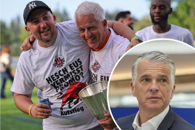Ehrenpräsident Piero Bauert und sein Sohn Sebastian mit dem Pokal. - PD