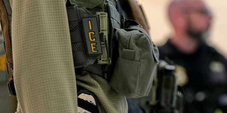 ARCHIV - Bundesbeamte der Einwanderungsbehörde sind am Newark Liberty International Airport im Einsatz. Foto: Angelina Katsanis/AP/dpa