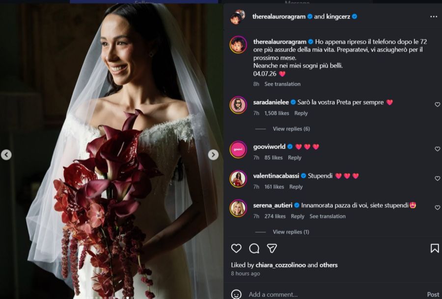 Aurora Ramazzotti in ihrem Seidenkleid von Armani Privé.