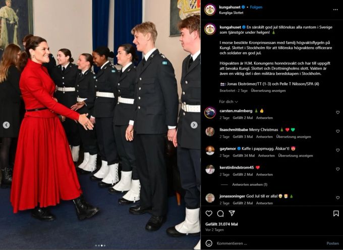 Victoria von Schweden trug zu ihrem roten Weihnachtslook Boots. estelle victoria