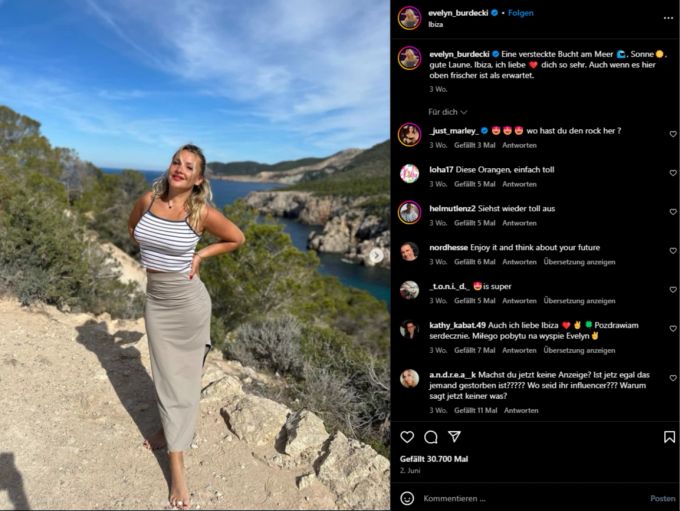 Evelyn Burdecki geniesst ihre freie Zeit gerne auf Ibiza. Evelyn Burdecki