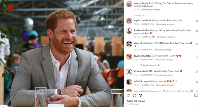 Die Royals wünschen Prinz Harry alles Gute zu seinem 40. Geburtstag. royals wünschen harry geburtstag