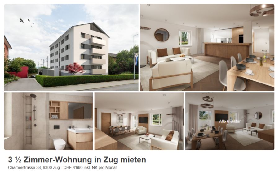 Das Inserat auf Flatfox zeigt die hohen Preise der frisch sanierten Wohnung.