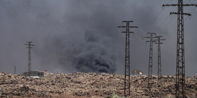 Syrien Rauchwolke Bombe Drusen