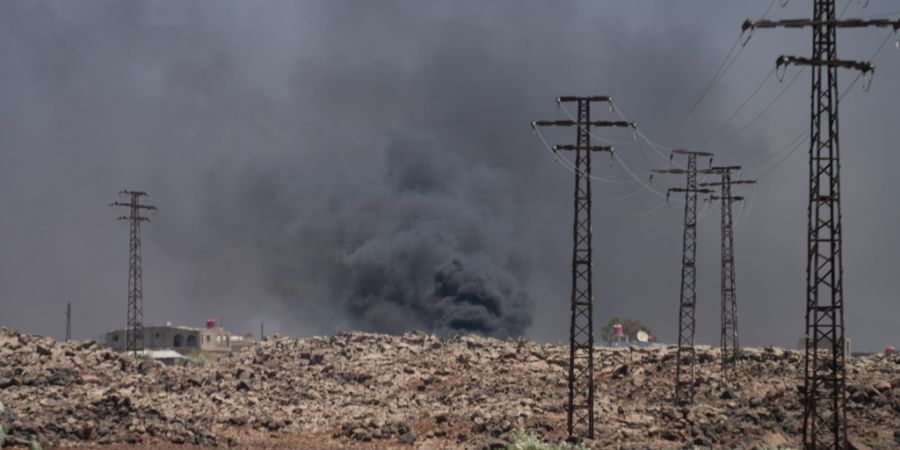 Syrien Rauchwolke Bombe Drusen