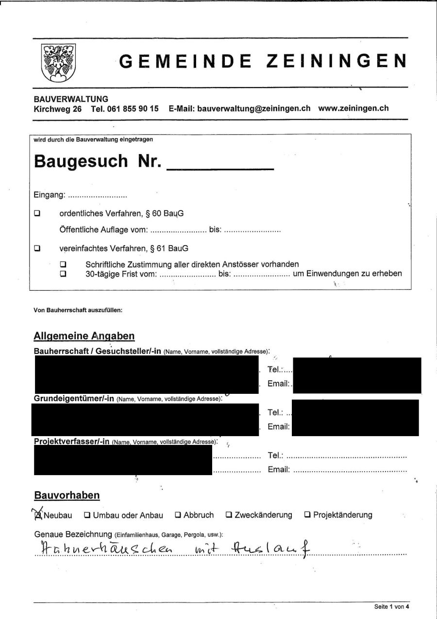 Für ein bereits gebautes Hühnerhäuschen muss ein Aargauer nun ein seitenlanges Baugesuch einreichen.