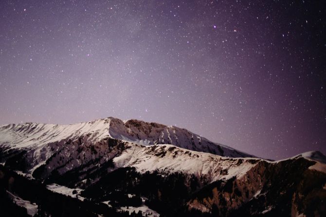 Berg Schnee Himmel Sterne