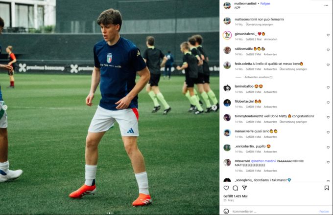Matteo Mantini lieft zuletzt für Inter Mailand und die italienische U18-Nationalmannschaft auf. Nun wechselt er zu GC: GC