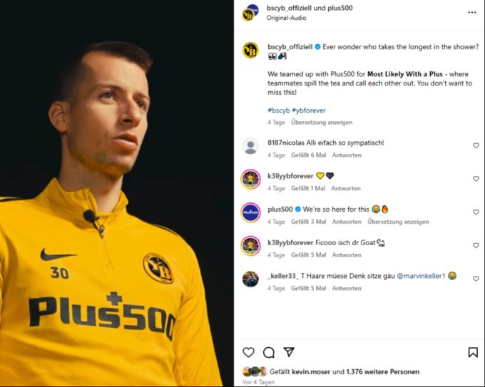 Plus500 ist Hauptsponsor von YB – und stand zuletzt in der Kritik. super league