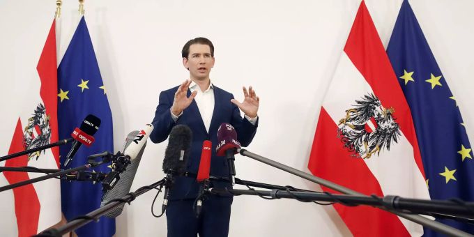 Sebastian Kurz (ÖVP), Bundeskanzler von Österreich, spricht im Bundeskanzleramt bei einem Pressestatement. Coronavirus - Österreich