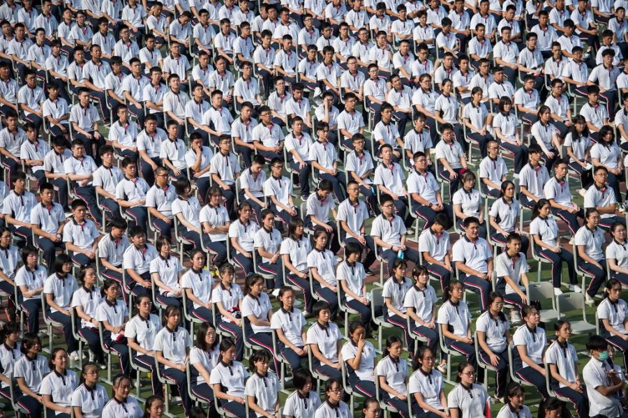 Studenten bei einer Zeremonie zum Semesterstart im September in Wuhan.