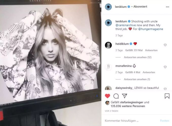 Leni Klum bei ihrem dritten Fotoshooting. leni
