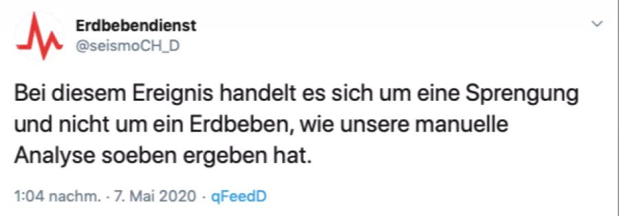 Erdbebendienst tweet sprengung