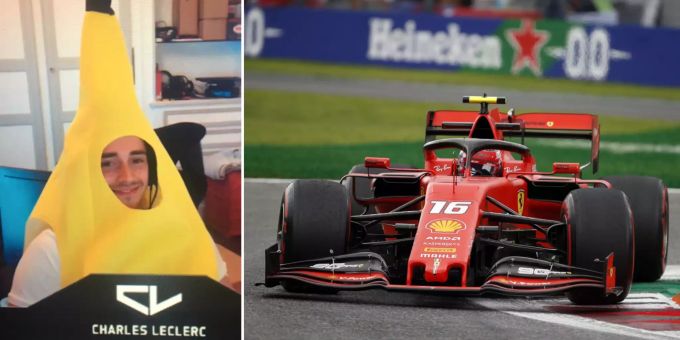 Während Live-Stream - Formel-1-Star Leclerc zockt als Banane verkleidet