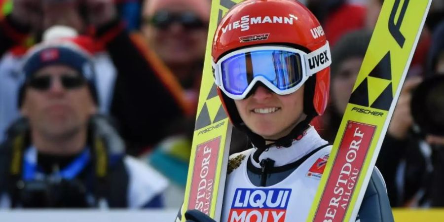 Hat es zum Start in den Weltcup nicht aufs Podest geschafft: Katharina Althaus wurde Sechste in Lillehammer. Foto: Hendrik Schmidt/zb/dpa