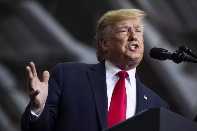 FILE - In this Nov. 6, 2019, file photo, President Donald Trump speaks during a campaign rally at the Monroe Civic Center in Monroe, La. A New York judge on Thursday, Nov. 7 ordered Trump to pay about $2 million to an array of charities to resolve a lawsuit alleging he misused his own charitable foundation to further his political and business interests. (AP Photo/Evan Vucci, File).Donald Trump Trump Foundation Investigation