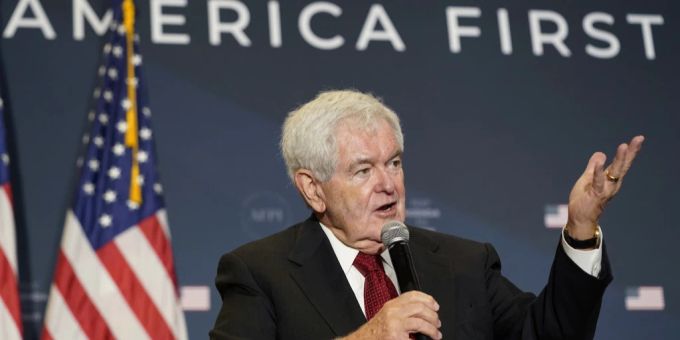 Newt Gingrich spricht an einer Veranstaltung im Juli 2022. newt gingrich