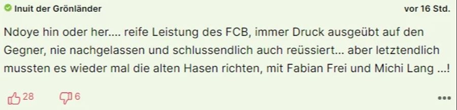 Laut «Inuit der Grönländer» hat der FCB eine «reife Leistung» gezeigt.