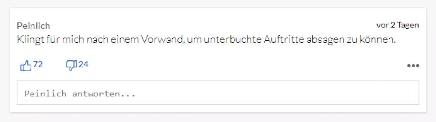In den Kommentaren gibt es kaum Mitleid für die Morddrohungen gegen die Comedian.