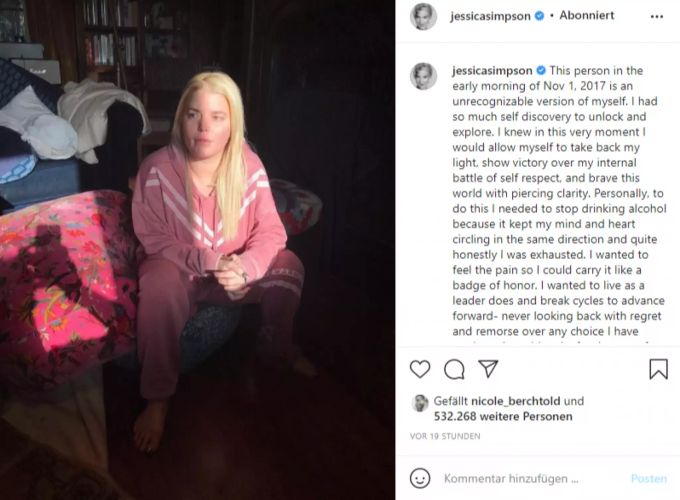Ex-Popstar Jessica Simpson teilte jetzt dieses Foto von Alkoholiker-Zeiten im Netz. jessica simpson