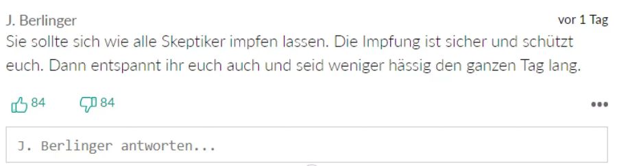 Andere fordern sie auf, sich impfen zu lassen.