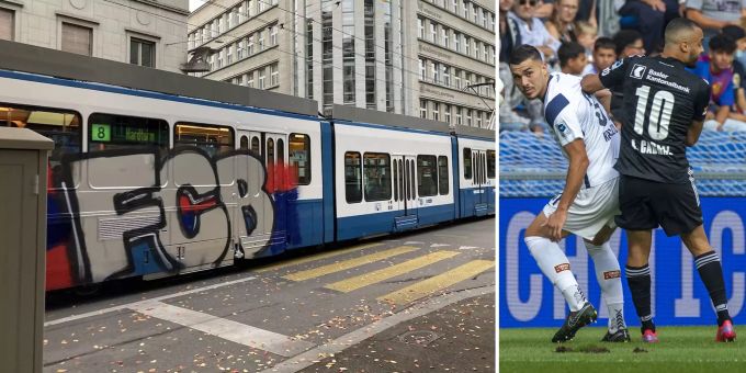 Vor dem Klassiker - Ärger um FCB-Graffiti an einem Tram in Zürich